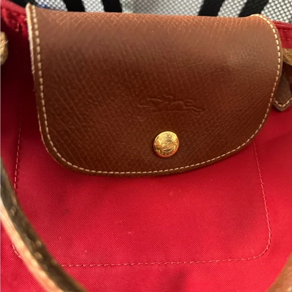 Longchamp Red Tote with Brown Handles - Picture 3 of 10